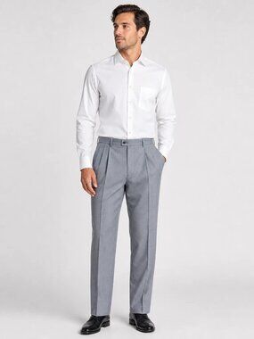 Stafford Travel Classic Fit Gray Pleated Dress Pants 32x32 Wrinkle‑Resistant